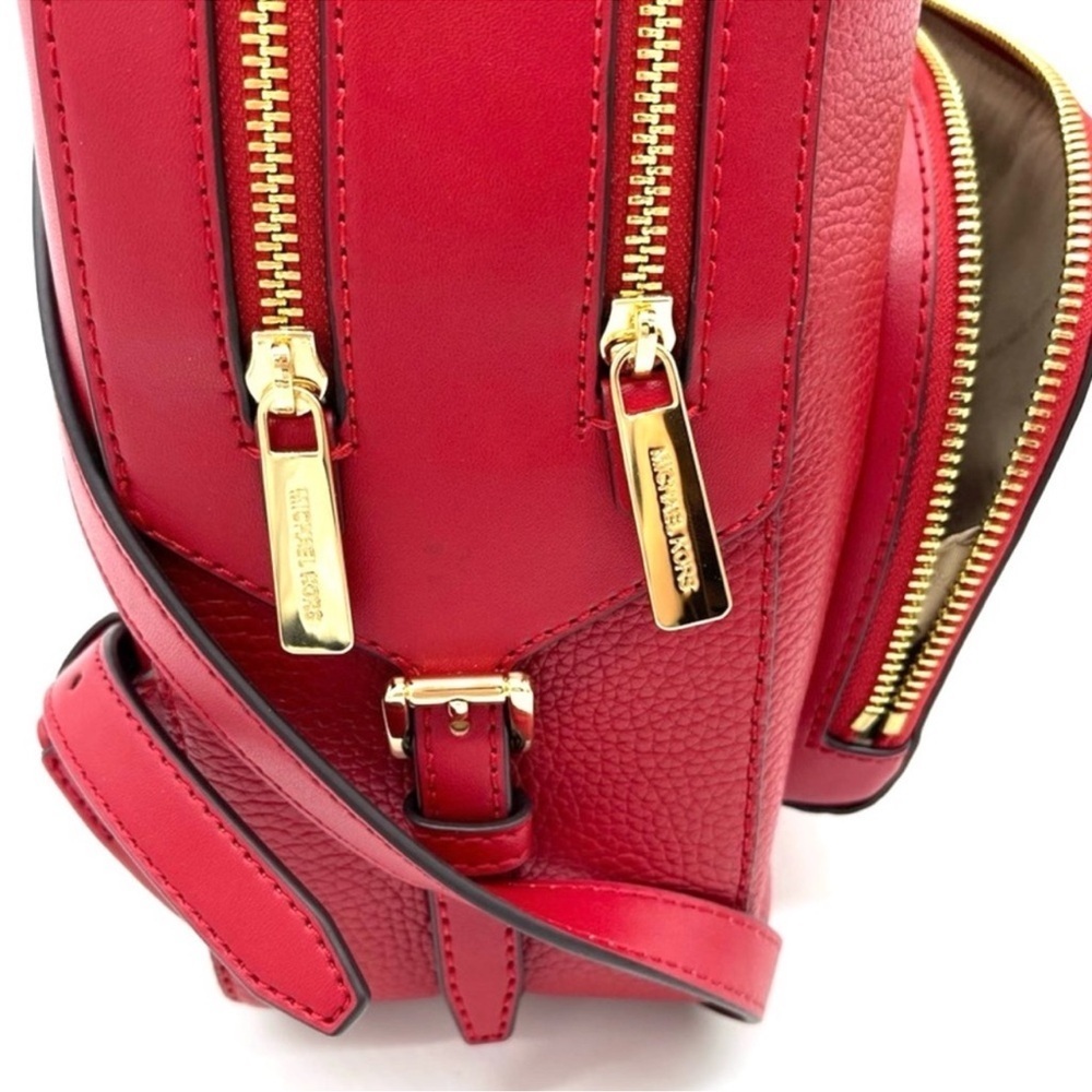 Michael Kors Medium Jaycee Backpack Red/Gold - Picture 10 of 12